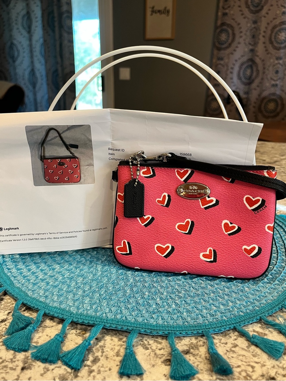 Coach Heart Print Wristlet